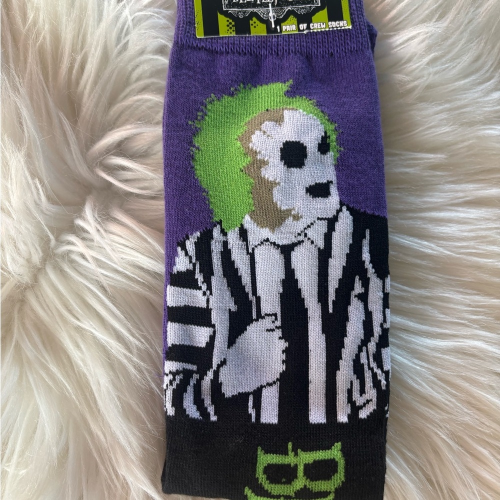 Beetlejuice Purple and Black Socks new